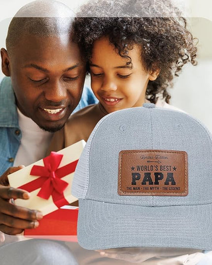 VIOZOFA Men's Hat Gifts - Men Cap Gifts for Christmas Father's Day Birthday Trucker Hat Leather Pattern Baseball Cap