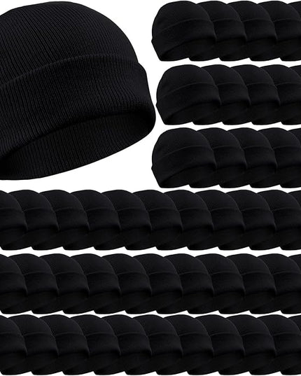 Yahenda 50 Pcs Winter Beanies Bulk for Men Women, Knitted Beanie Hats Cuffed Skull Cap Unisex