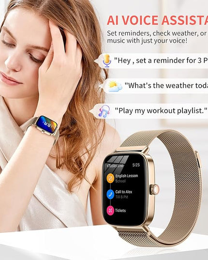 Smart Watch for Women(2 Bands), HD Fitness Tracker Screen with Call Function, IP68 Waterproof, 100+ Sport Modes, Blood Oxygen Monitor/Heart Rate/Sleep Monitor, iOS Android Compatible (IDW28-JS)