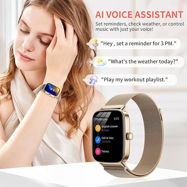 Smart Watch for Women(2 Bands), HD Fitness Tracker Screen with Call Function, IP68 Waterproof, 100+ Sport Modes, Blood Oxygen Monitor/Heart Rate/Sleep Monitor, iOS Android Compatible (IDW28-JS)