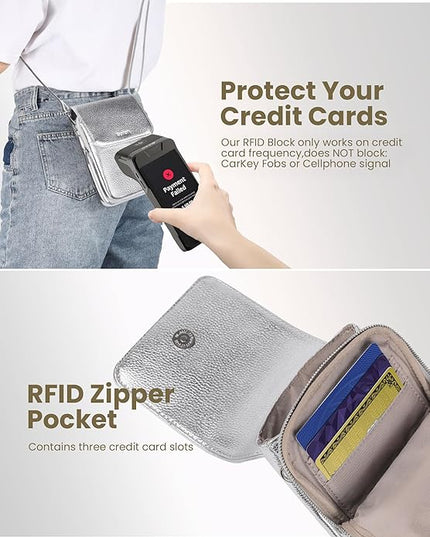 befen Genuine Leather Small Crossbody Bags for Women, Cell Phone Cross body Purse Bag with RFID Blocking Card Slots