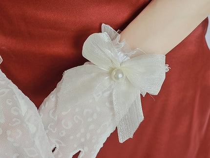 Sahabowi Satin Gloves Formal Bridal Banquet Party Wedding Opera Solid Colorful Mitten For Women