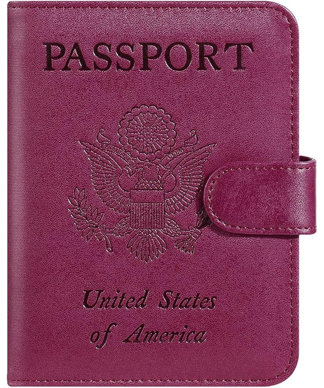 Passport Holder Cover Wallet RFID Blocking Leather Card Case Travel Accessories for Women Men (Purple)