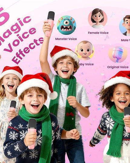 Mini Karaoke Machine for Kids Adults, Portable Bluetooth Speaker with 4 Wireless Karaoke Mics,2026 TOP Birthday Gifts Toys for Girls 3,4, 5, 6, 7, 8+Years Old Karaoke Player Valentine(Pink 4 Mics)