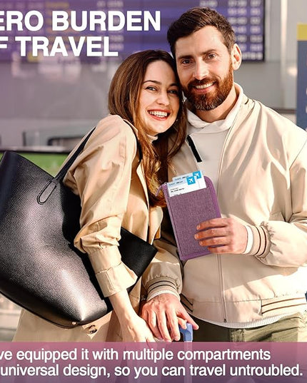 Passport Holder for Travel, Women Rfid Blocking Passport Wallet, Travel Essentials Premium Wallets, Waterproof Passport Holders Bag for Men Traveling, Travel Document Organizer Credit Cards Case