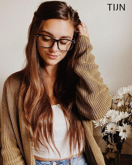 TIJN Blue Light Blocking Glasses for Women Men Clear Frame Square Nerd Eyeglasses Anti Blue Ray Computer Screen Glasses