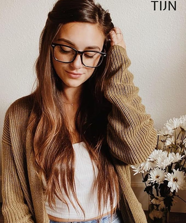 TIJN Blue Light Blocking Glasses for Women Men Clear Frame Square Nerd Eyeglasses Anti Blue Ray Computer Screen Glasses