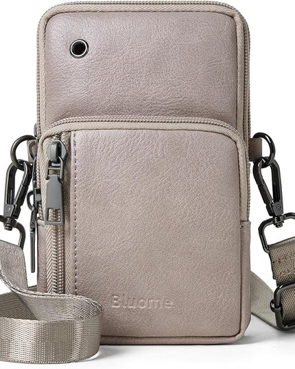 Bluome Small Crossbody Phone Purse for Women –PU Leather Crossbody Handbag Wallets Shoulder Travel Bag with Headphone Jack