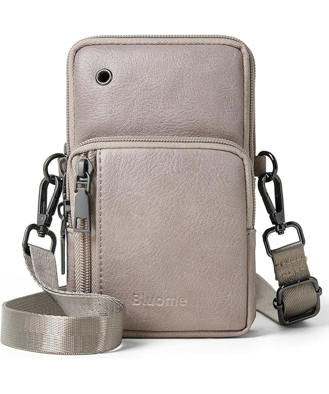Bluome Small Crossbody Phone Purse for Women –PU Leather Crossbody Handbag Wallets Shoulder Travel Bag with Headphone Jack
