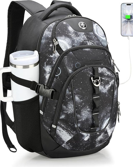 Swissdigital Laptop Backpack with USB Charging Port, Travel Backpack Fits 15.6 inches Computer, 31L Backpack for Men, Starry Sky | SD803-98