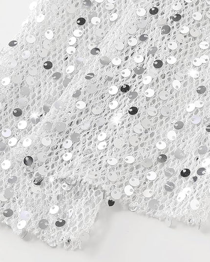 BABEYOND Opera Gloves for Women - Long Fingerless Sequin Sparkling Glitter Gloves Tea Party Stretchy Adult Size Elbow Length