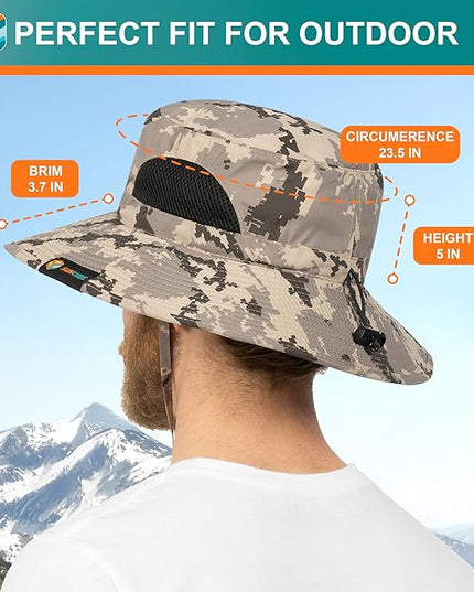 SUN CUBE Wide Brim Sun Hat Men Women, Fishing Hats Sun UV Protection, Mens Hiking Bucket Hat Safari Beach Boonie, UPF 50+