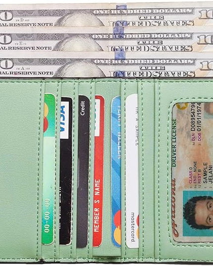 Toughergun Women’s Small Slim Leather Wallet with RFID Protection, Compact Bifold Mini Purse with Clear ID Window