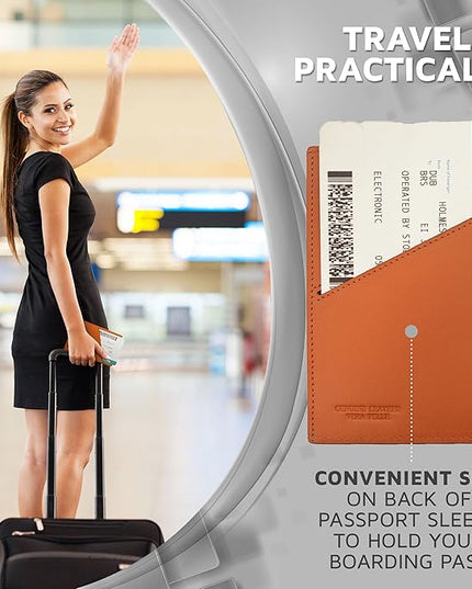 Alban RFID Passport Holder Women Men RFID Blocking Travel Passport Wallet Case Genuine Leather Passport Cover porta pasaporte