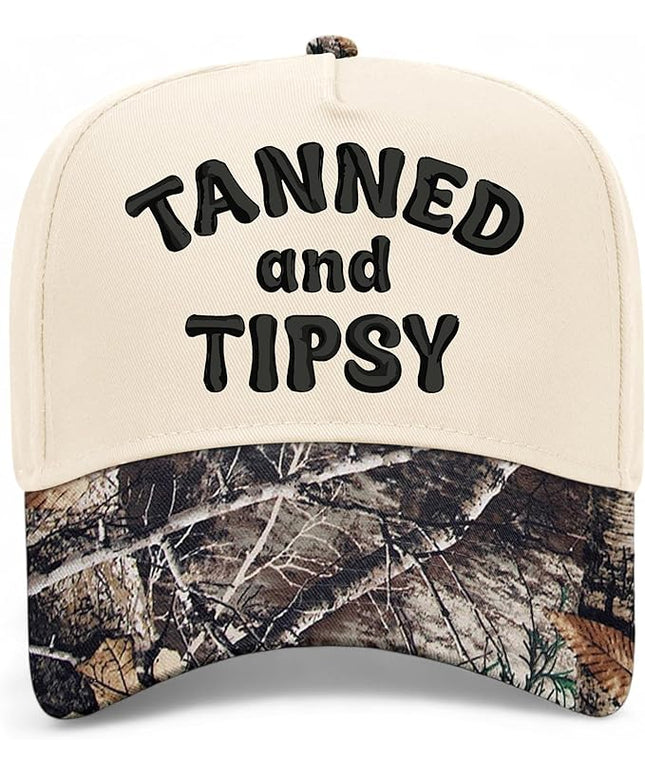 Tanned & Tipsy Hat | Premium Vintage Trucker Hat with Adjustable Snapback for Men and Women