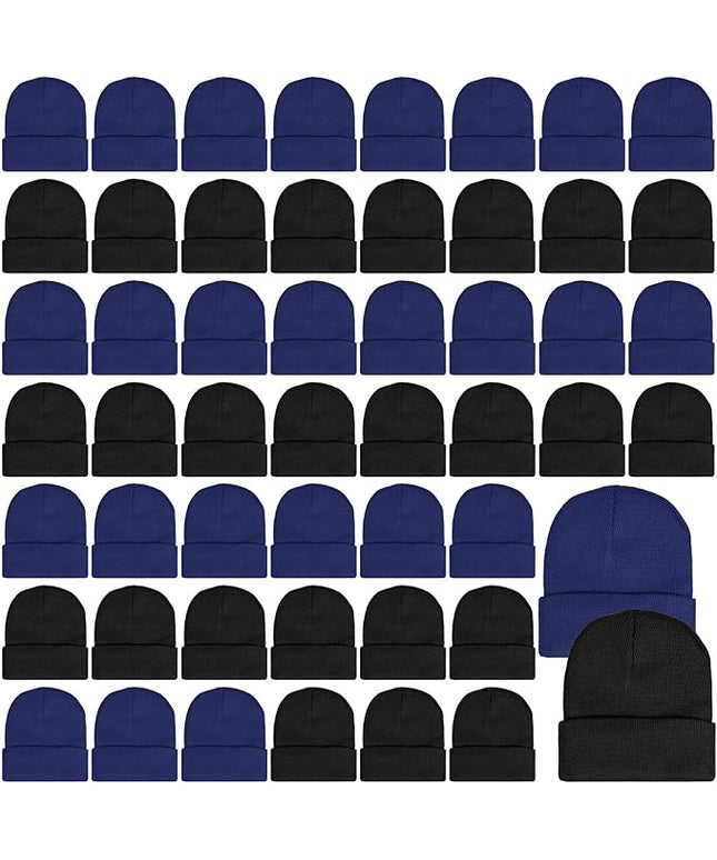 SATINIOR 50 Pack Winter Hats Bulk Beanies Unisex Knit Skull Caps Warm Stocking Hat for Adults Homeless