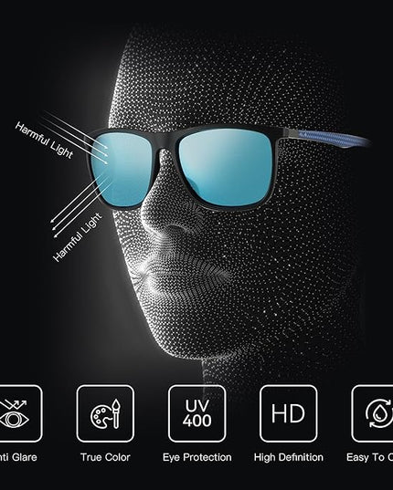 ZENOTTIC Square Polarized Sunglasses for Men Ultralight Carbon Fiber Sun Glasses Driving Fishing Golf Sports UV400 Protection
