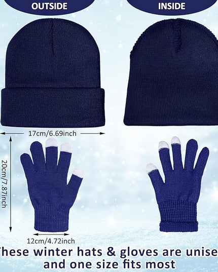 SATINIOR 56 Pcs Bulk Winter Hats and Gloves Set for Homeless Beanies Touchscreen Gloves Knit Cuffed Skull Caps for Men Women