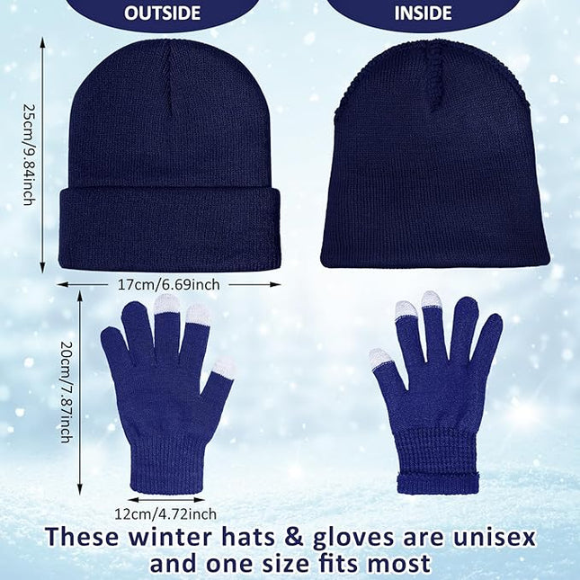 SATINIOR 56 Pcs Bulk Winter Hats and Gloves Set for Homeless Beanies Touchscreen Gloves Knit Cuffed Skull Caps for Men Women