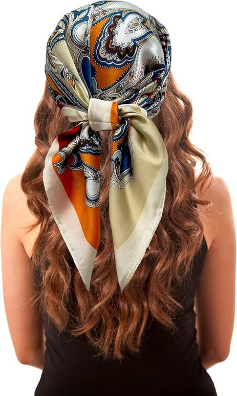 Head Bandanas Scarf for Women Silk Satin Hair Scarf Lightweight Vintage Fashion Square Neck Scarves Gift