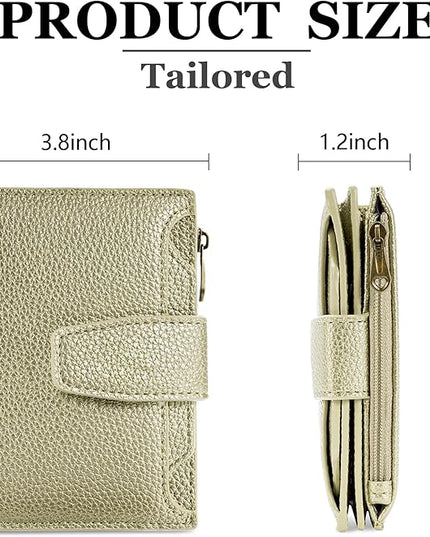 Airkit Small Wallet Women RFID Blocking Soft Leather Bifold Compact Card Holder Wallet for Women with Zipper Coin Pocket 4 ID Window