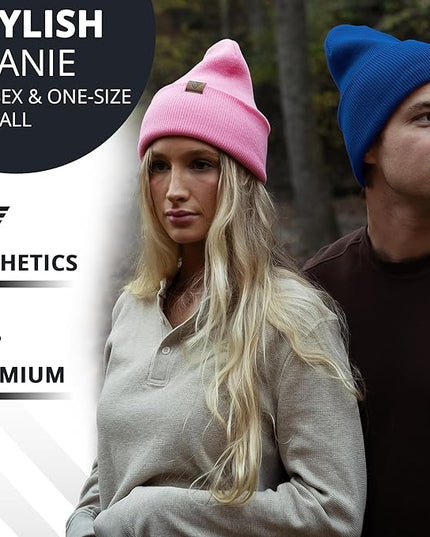 Urban Effort Beanie for Men Women – Warm Acrylic Unisex Knit Winter Hats for Men, Soft Stretch Fit, Classic Streetwear Style