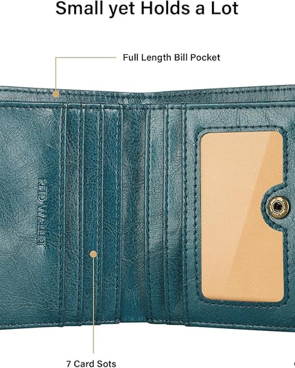 Lavemi Ultra Thin Small Compact Leather Womens Girls Wallets RFID Blocking Credit Card Holder for Women