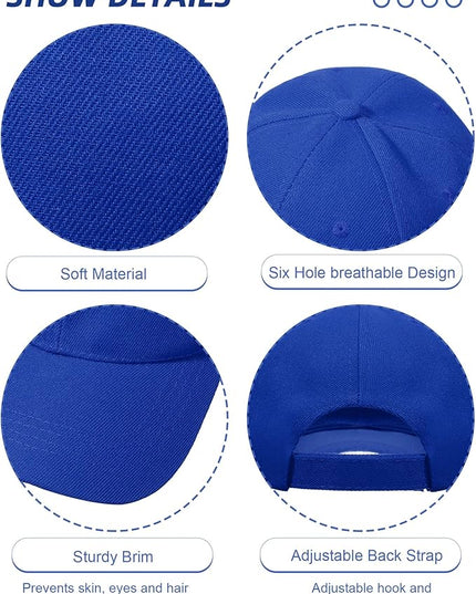 Handepo 24 Pcs Blank Baseball Cap Adjustable Back Strap Plain Blank Camouflage Hat Unisex Baseball Cap for Trucker Men Women