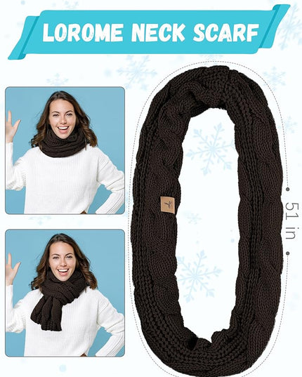 Winter Beanie Hat Scarf Gloves, Warm Fleece Knit Hats Touch Screen Gloves Neck Scarf Set Winter Gifts for Unisex Adult