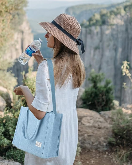 Valleycomfy Corduroy Tote Bag for Women Travel Crossbody Bag Purse Women Shoulder Bags Work Handbags Everyday Hobo Bag