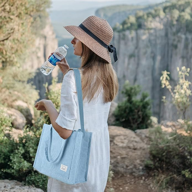 Valleycomfy Corduroy Tote Bag for Women Travel Crossbody Bag Purse Women Shoulder Bags Work Handbags Everyday Hobo Bag
