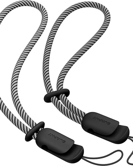 SURPHY 2 Pack Phone Lanyard for Cellphone Case, Phone Wrist Strap for Case, Cellphone Strap with 2-Color Braided, Charm Wrist Lanyard for Women, Cellphone Wrist Lanyard for Women, Black & Black