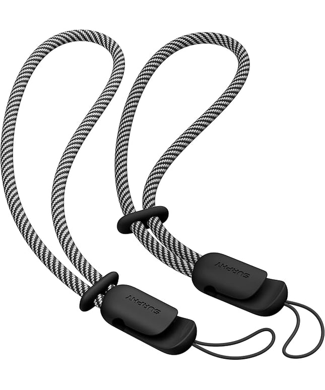 SURPHY 2 Pack Phone Lanyard for Cellphone Case, Phone Wrist Strap for Case, Cellphone Strap with 2-Color Braided, Charm Wrist Lanyard for Women, Cellphone Wrist Lanyard for Women, Black & Black