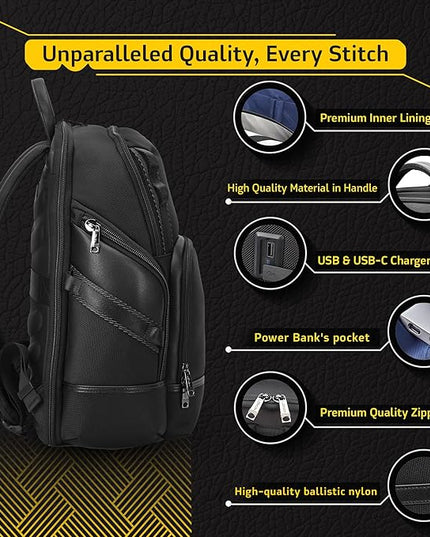 Laptop Business Backpack for Men & Women, Work Backpack Fits15.6 Inch, Premium Quality Travel Bag with USB Charging Port, Water-Resistant, Durable Nylon, Computer Bookbag with Multiple Pockets