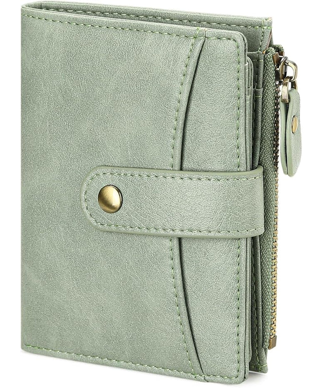 FALAN MULE Small Wallet for Women Leather RFID Blocking Bifold Credit Card Holder with Zipper Coin Pocket