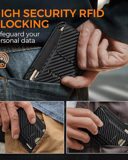 RUNBOX Slim Wallet for Men Front Pocket wallet with Magnetic Money Clip Minimalist Leather RFID Blocking wallet