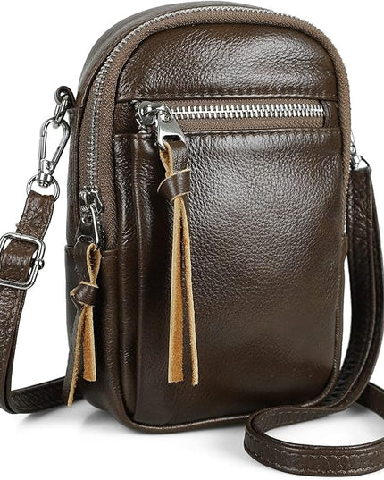 befen Genuine Leather Crossbody Cell Phone Purse for Women, Small Zip Around RFID Blocking Crossbody Wallet Bags