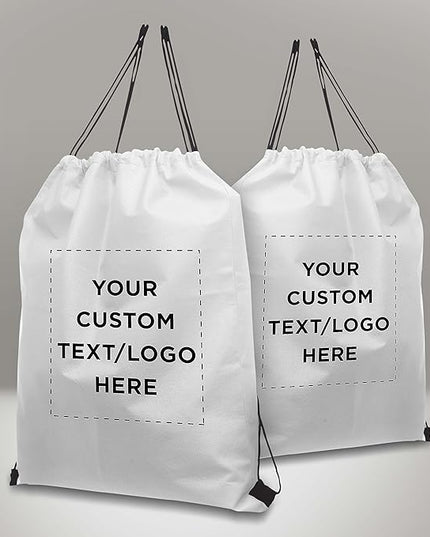DISCOUNT PROMOS Custom Non-Woven Drawstring Backpacks Set of 10/50/100, Personalized Bulk Pack