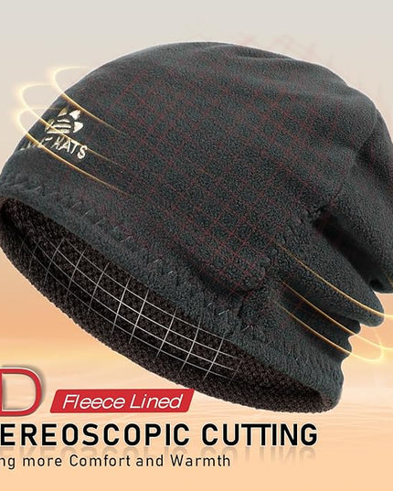Lvaiz Mens Winter Beanie Hat Warm Fleece Lined Skull Cap for Men Reversible Women Windproof Watch Hat Knit Warm Unisex Beanie