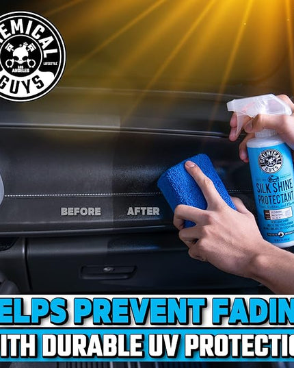 Chemical Guys Silk Shine Tire and Trim Dressing and Protectant – Non-Greasy Vinyl, Plastic & Rubber Spray, Plastic Restorer for Cars – Restores Shine for Cars, Trucks, Motorcycles, RVs, 128 oz