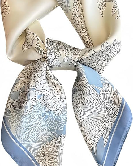MINIDORA Satin Scarves for Women 27.5 × 27.5 inches Medium Square Elegant Silk Feeling Head Scarf