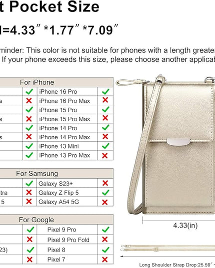 KUKOO Small Crossbody Bag Cell Phone Purse Wallet with Credit Card Slots for Women