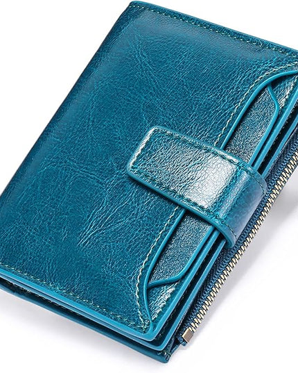 FALAN MULE Small Wallet for Women Leather Bifold Compact RFID Blocking Small Womens Wallet Purse