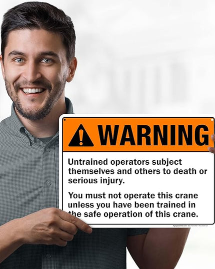 Warning Untrained Operators Subject Themselves And Others To Death Sign, 10x14 Inches, 55 mil thick HDPS (high density polystyrene), Made in USA by My Sign Center