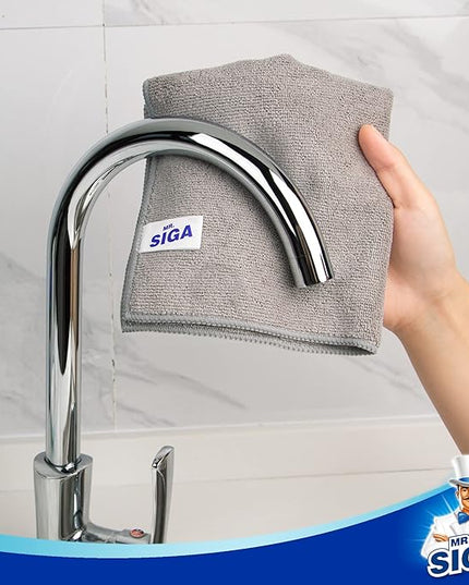 MR.SIGA Microfiber Cleaning Cloth, All-Purpose Microfiber Towels, Streak Free Cleaning Rags, Pack of 12, Grey, Size 32 x 32 cm(12.6 x 12.6 inch)
