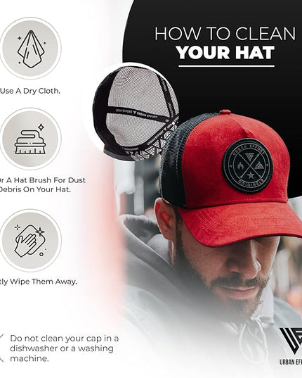 Urban Effort Mesh Back Cap - for Men and Women Baseball Hat 5-Panel Trucker Hat - Great Snapback Closure for Hunting & Hiking