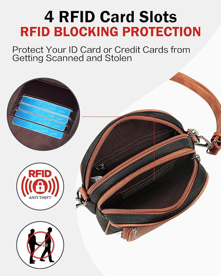 FADEON Small Purses for Women Crossbody Bags, Designer PU Leather Mini Cross Body Purse Travel Shoulder Bag Card Slots