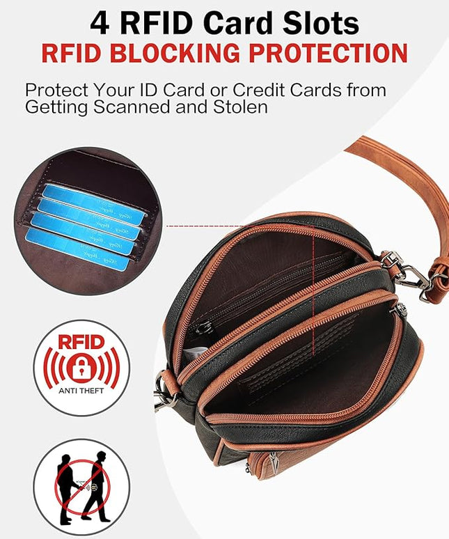 FADEON Small Purses for Women Crossbody Bags, Designer PU Leather Mini Cross Body Purse Travel Shoulder Bag Card Slots