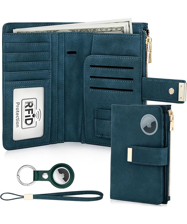 HUANLANG Passport Holder with Airtag for Women/Men, Airtag Passport Wallet for Travel Leather Passport Holder RFID Blocking,Travel Passport Walelt with Credit Card Holder