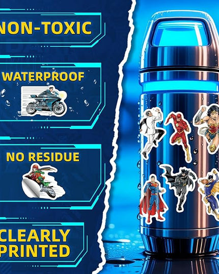 Superhero Stickers for Water Bottles – 50PCS Cartoon Stickers for Kids, Teens, Adults – Waterproof Vinyl Decal Sticker for Laptops, Phones, Skateboards, Scrapbooks, Party Favors, Gifts